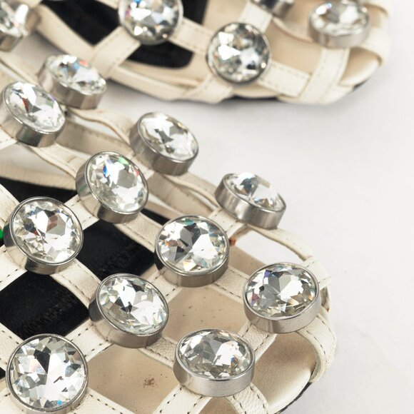 Alexander Wang Amelia White Crystal-Studded Cage Mules - Picture 7 of 9